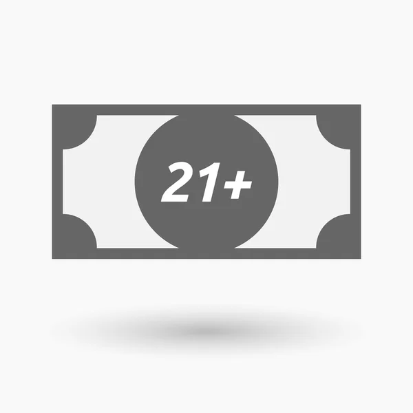 Icono de billete de banco aislado con el texto 21 + — Archivo Imágenes Vectoriales