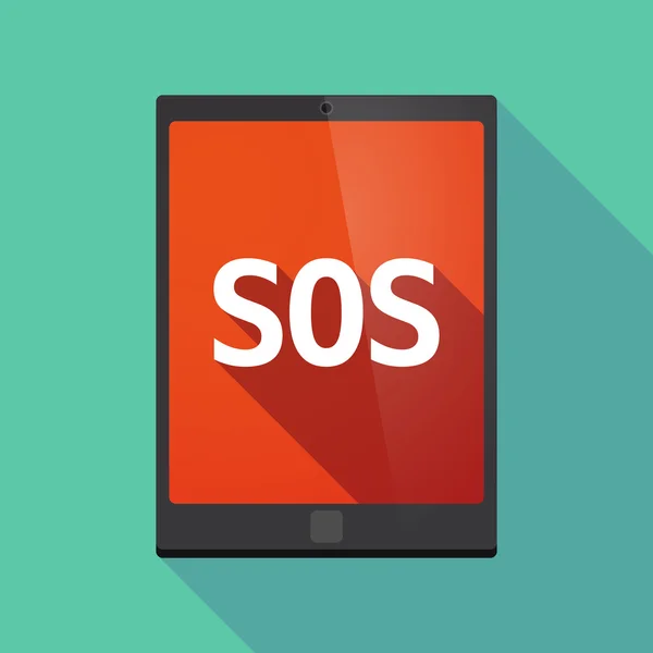 Tableta de sombra larga PC con el texto SOS — Vector de stock