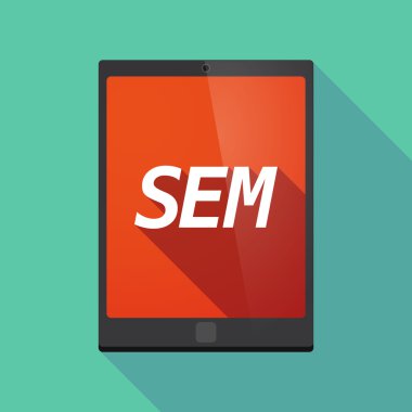 Uzun gölge tablet Pc ile metin Sem