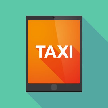 Uzun gölge tablet Pc ile metin taksi