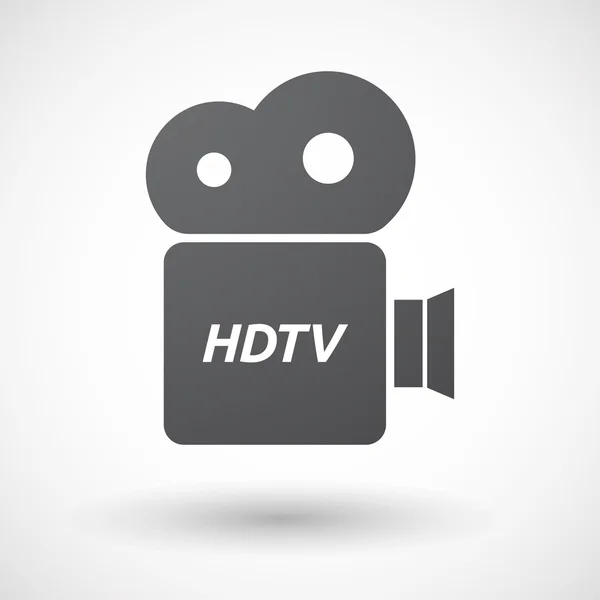 Ícone de câmera de filme isolado com o texto HDTV — Vetor de Stock