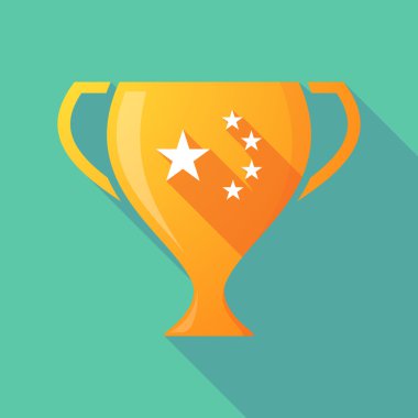 Çin bayrağı işaret gölge Altın Ödülü Kupası kadar beş yıldız