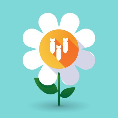 Uzun gölge papatya çiçeği ile üç bomba düşüyor