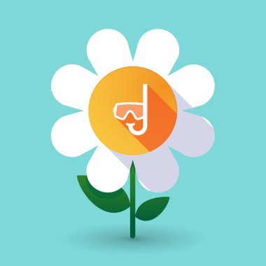 Uzun gölge papatya çiçek ile bir dalış koruyucu gözlük