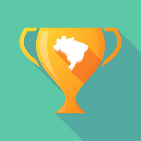 Coupe d'or ombre longue avec une carte du Brésil — Image vectorielle