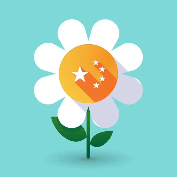 Langer Schatten Gänseblümchen Blume mit den fünf Sternen China Flagge Symbol — Stockvektor