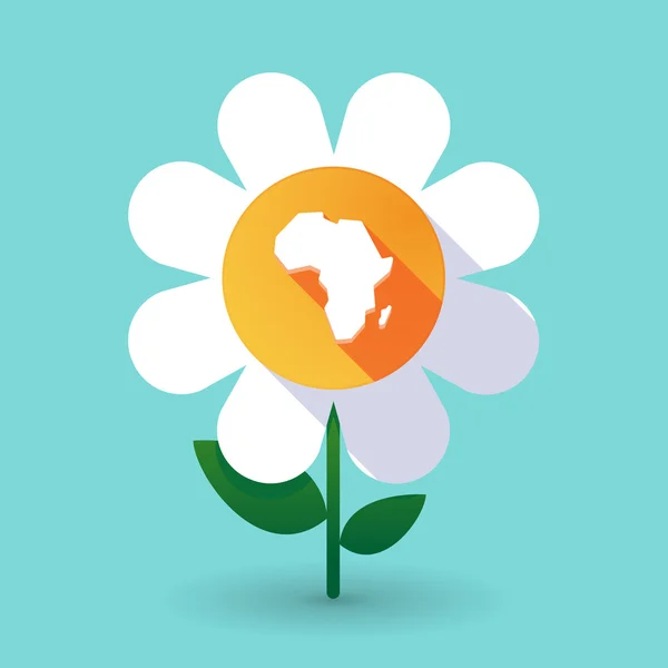 Longue fleur de marguerite d'ombre avec une carte du continent africain — Image vectorielle