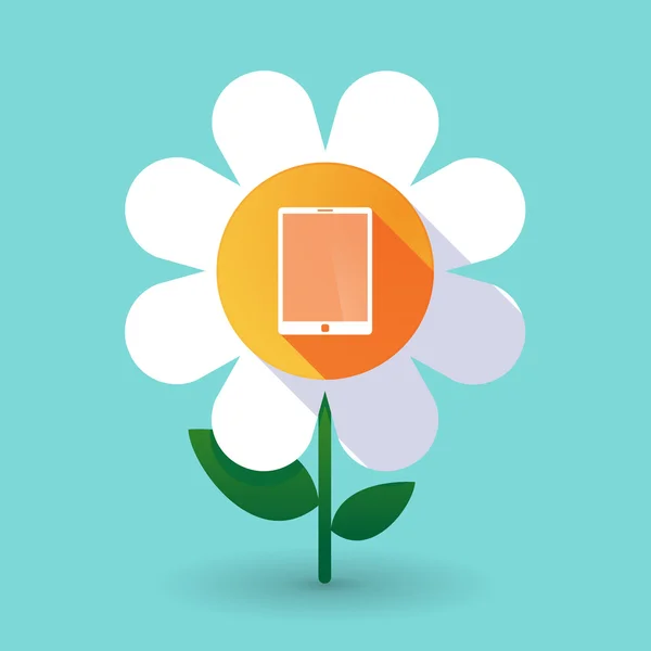 Bunga daisy bayangan panjang dengan komputer tablet - Stok Vektor