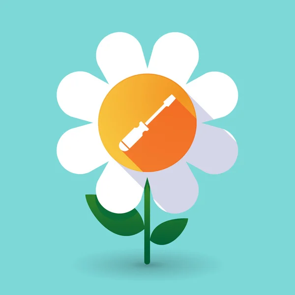 Long shadow daisy flower with a screwdriver — Stock Vector