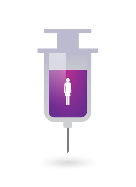 Isolated  syringe with a female pictogram — Stock Vector
