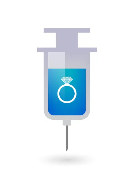 Isolated  syringe with an engagement ring — Stock Vector