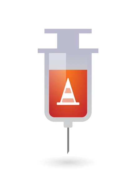 Isolated  syringe with a road cone — Stock Vector