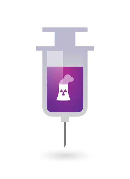 Seringa isolada com uma central nuclear — Vetor de Stock