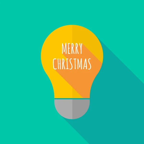 Longue icône d'ampoule d'ombre avec le texte MERRY CHRISTMAS — Image vectorielle
