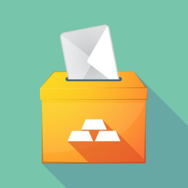 Uzun gölge oy sandığı ile üç altın bullions