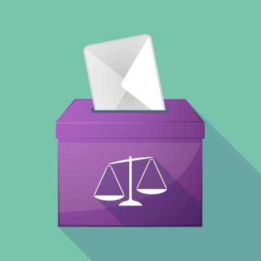 Uzun gölge oy sandığı bir dengesiz kilo ölçek ile