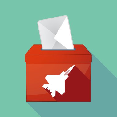 Uzun bir savaş uçağı ile gölge oy sandığı