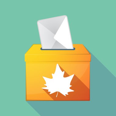 Uzun gölge oy sandığı bir sonbahar ağaç yaprak ile