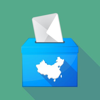 Uzun gölge oy sandığı ile Çin Haritası