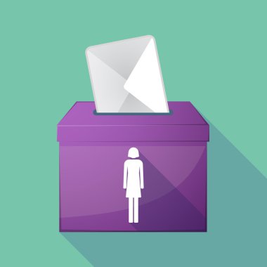 Uzun gölge oy sandığı bir kadın piktogram ile