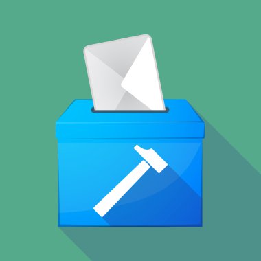 Uzun gölge oy sandığı bir çekiç ile