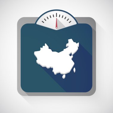Uzun gölge vücut ağırlığı ölçek Çin Haritası ile izole