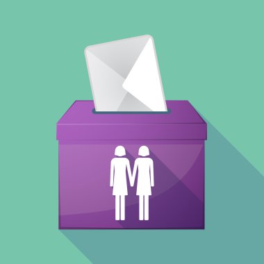 Uzun gölge oy sandığı bir lezbiyen çift piktogram ile