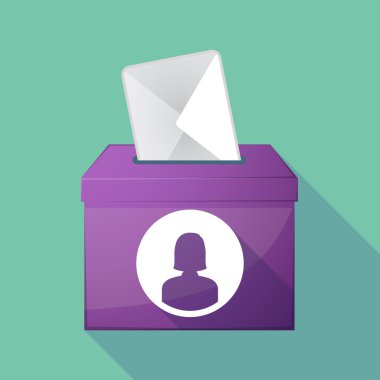 Uzun gölge oy sandığı bir kadın avatar ile