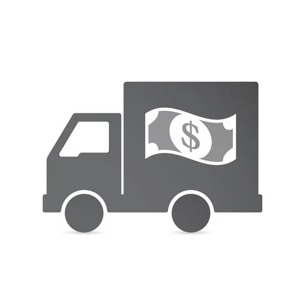 Изолированный грузовик доставки с банкнотой в долларах — стоковый вектор