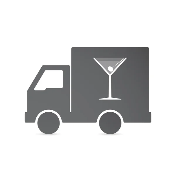Isolated delivery truck with a cocktail glass — Stock Vector