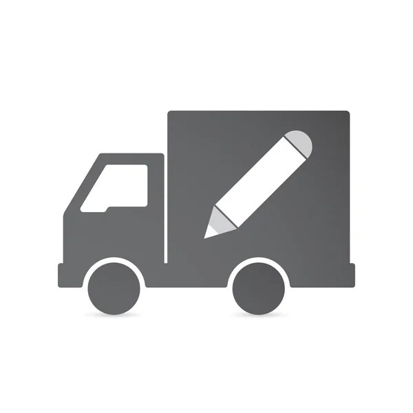 孤立的送货卡车与一支铅笔 — 图库矢量图片