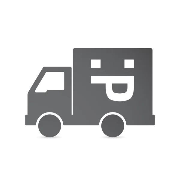 Isolated delivery truck with a sticking out tongue text face — Stock Vector