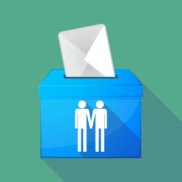 Long shadow ballot box with a gay couple pictogram — Stockový vektor