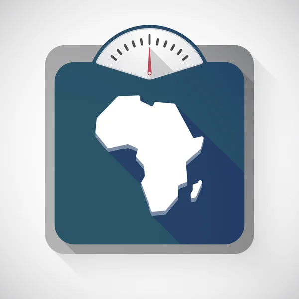 Isolated long shadow body weight scale with  a map of the africa — Stock vektor