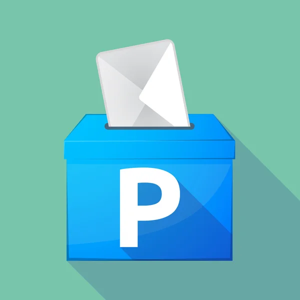 Long shadow ballot box with    the letter P — ストックベクタ