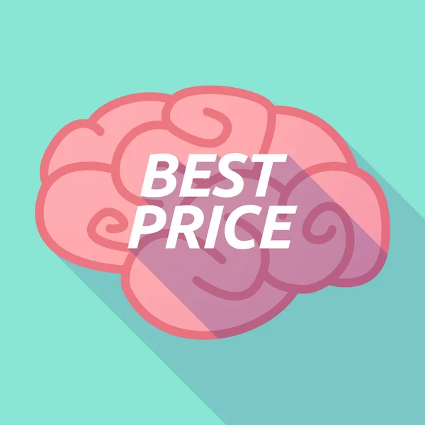 Langer Schatten rosa Gehirn-Symbol mit dem Text besten Preis — Stockvektor