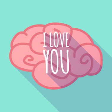 Uzun gölge pembe beyin simge metni ile seni seviyorum