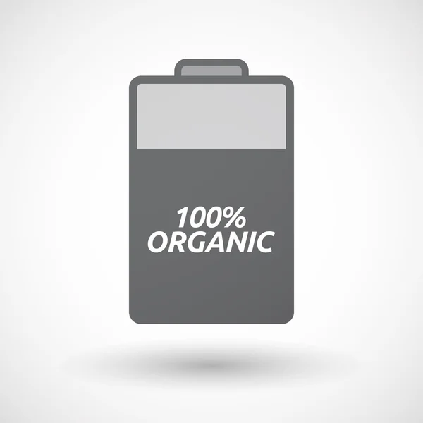 Icono de batería aislada con el texto 100% ORGÁNICO — Vector de stock