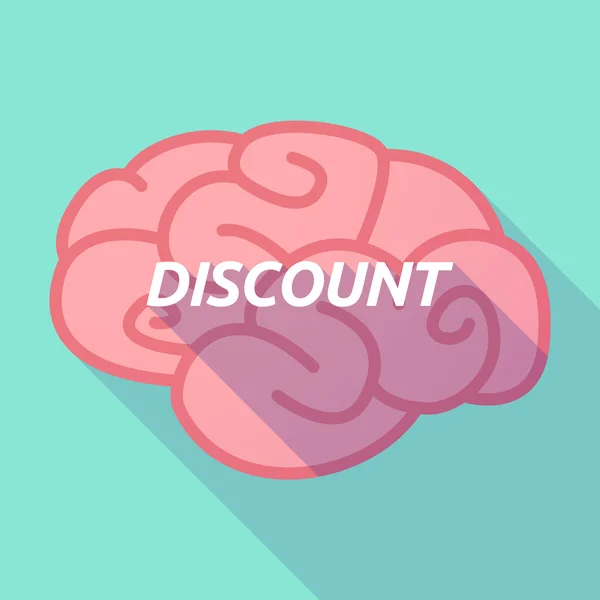Longue ombre icône du cerveau rose avec le texte RÉDUCTION — Image vectorielle