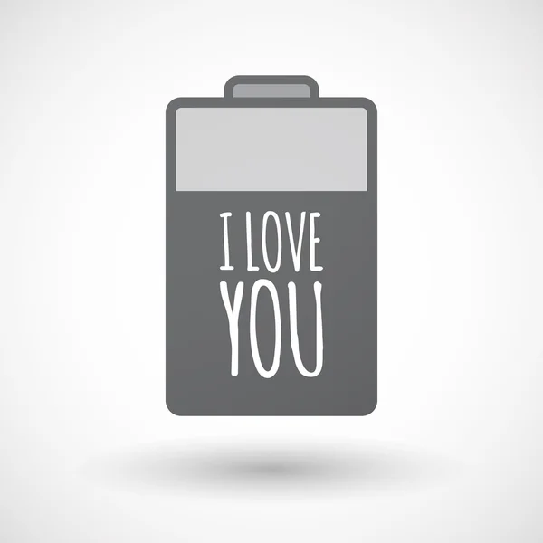 Icône de batterie isolée avec le texte I LOVE YOU — Image vectorielle
