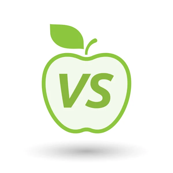 Isolated line art fresh apple fruit icon with    the text VS — Stock Vector