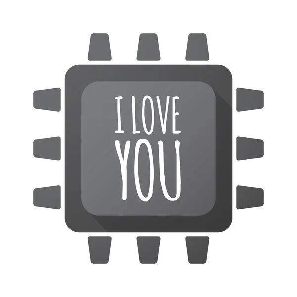 Isolée icône de l'unité centrale de traitement avec le texte I LOVE YO — Image vectorielle