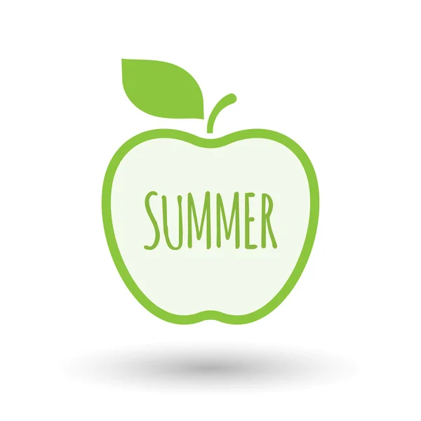 Ізольована лінія мистецтва свіжий яблучний фруктовий значок з текстом SUMMER — стоковий вектор