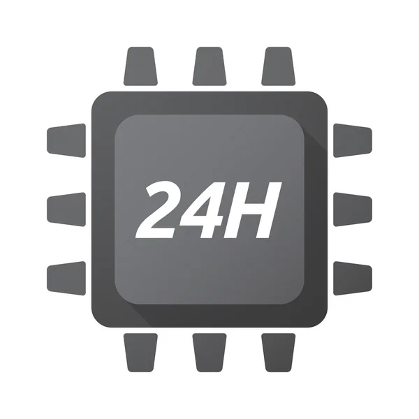 Ícone de unidade de processamento central isolado com o texto 24H — Vetor de Stock