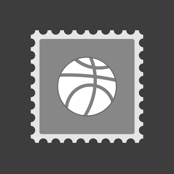 Изолированная почтовая марка с баскетбольным мячом — стоковый вектор