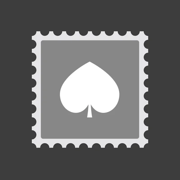 Isolé icône timbre-poste avec la carte de jeu de poker pique si — Image vectorielle