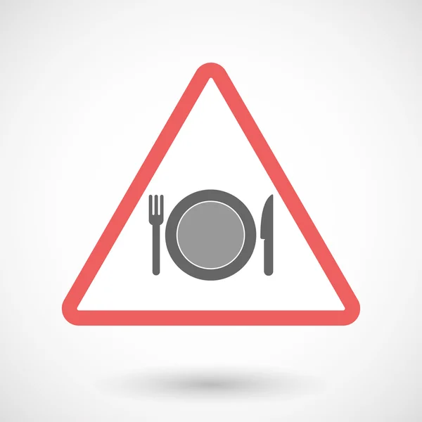 Knife and fork road sign Triangular road sign with fork and knife