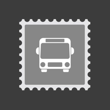 Bir otobüs simgesi ile izole posta damgası simgesi