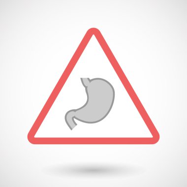 Sağlıklı insan mide simgesi ile izole uyarı işareti simgesi