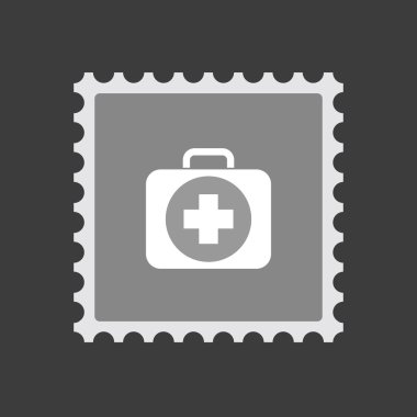 Bir ilk yardım kiti simgesi ile izole posta damgası simgesi